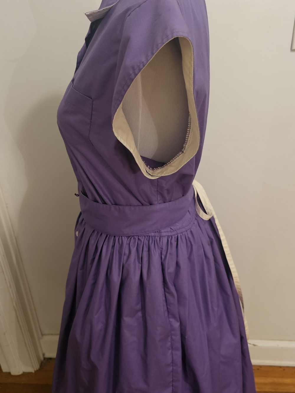 Vintage Button-Front Fit & Flare Day Dress - Purple - Picture 4 of 10
